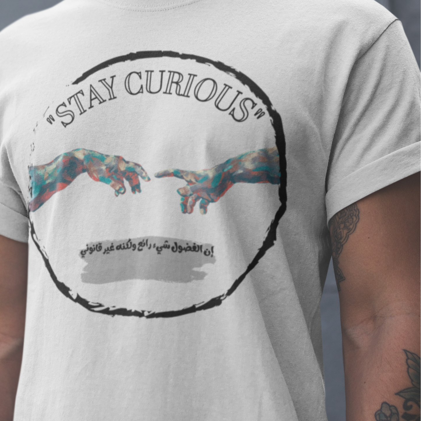 Unisex White, Sport Grey and Light Blue T-Shirt