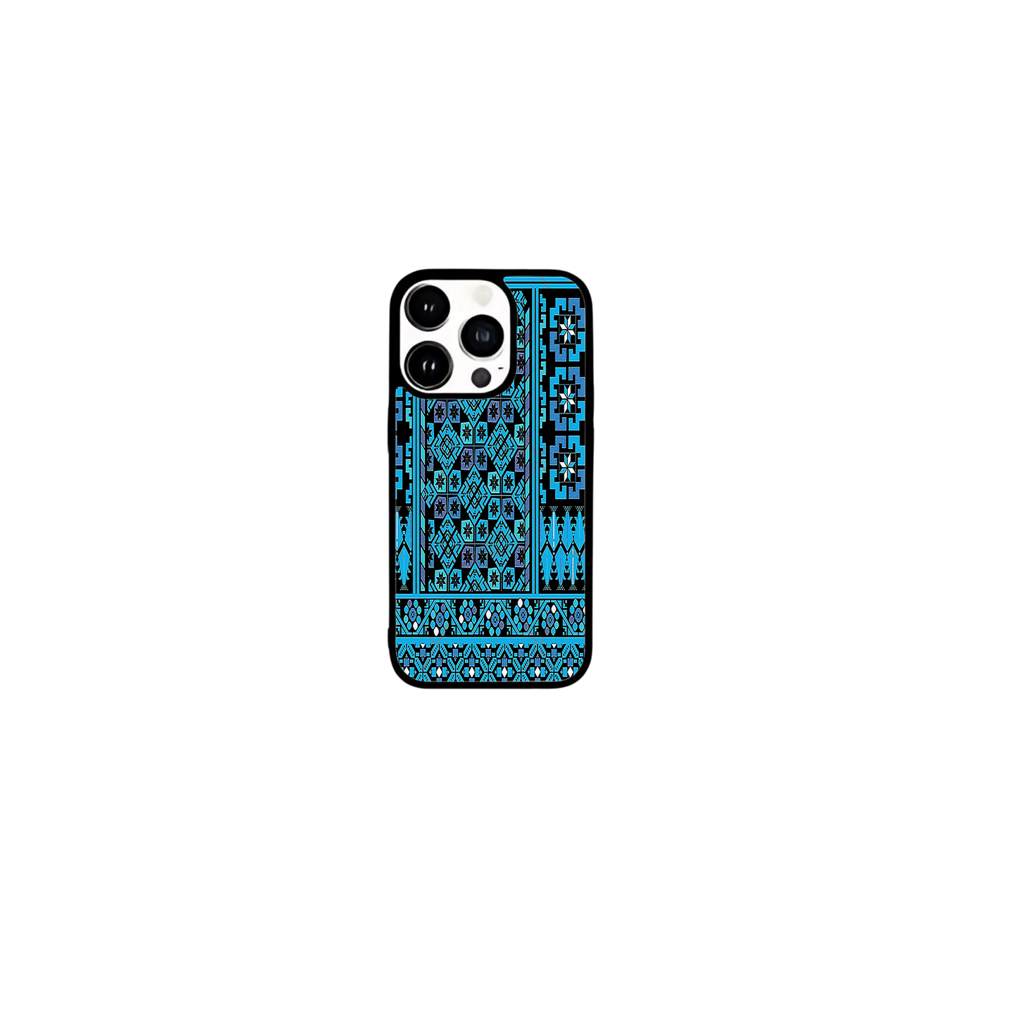 BLUE PATTERN BLACK IPHONE CASE