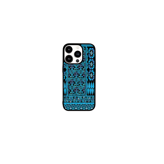 BLUE PATTERN BLACK IPHONE CASE