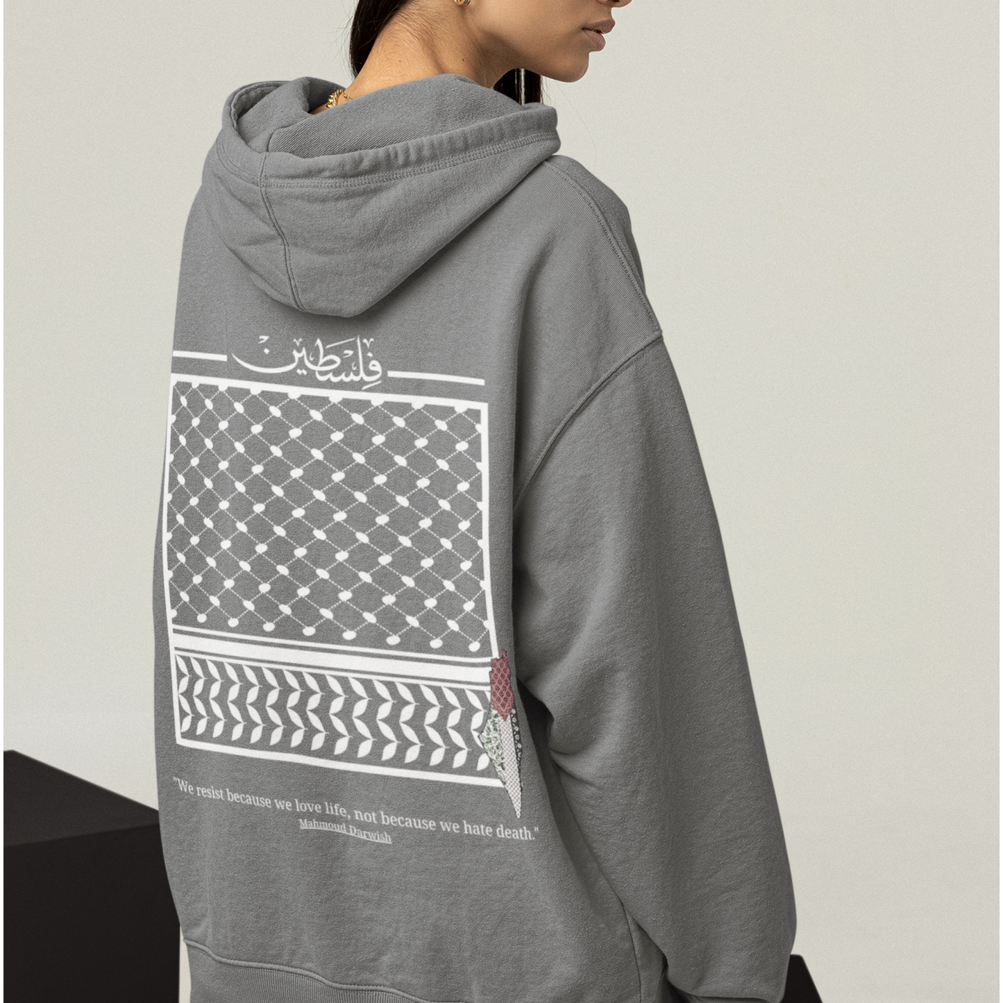 GREY OVERSIZE HOODIE KUFFIEH