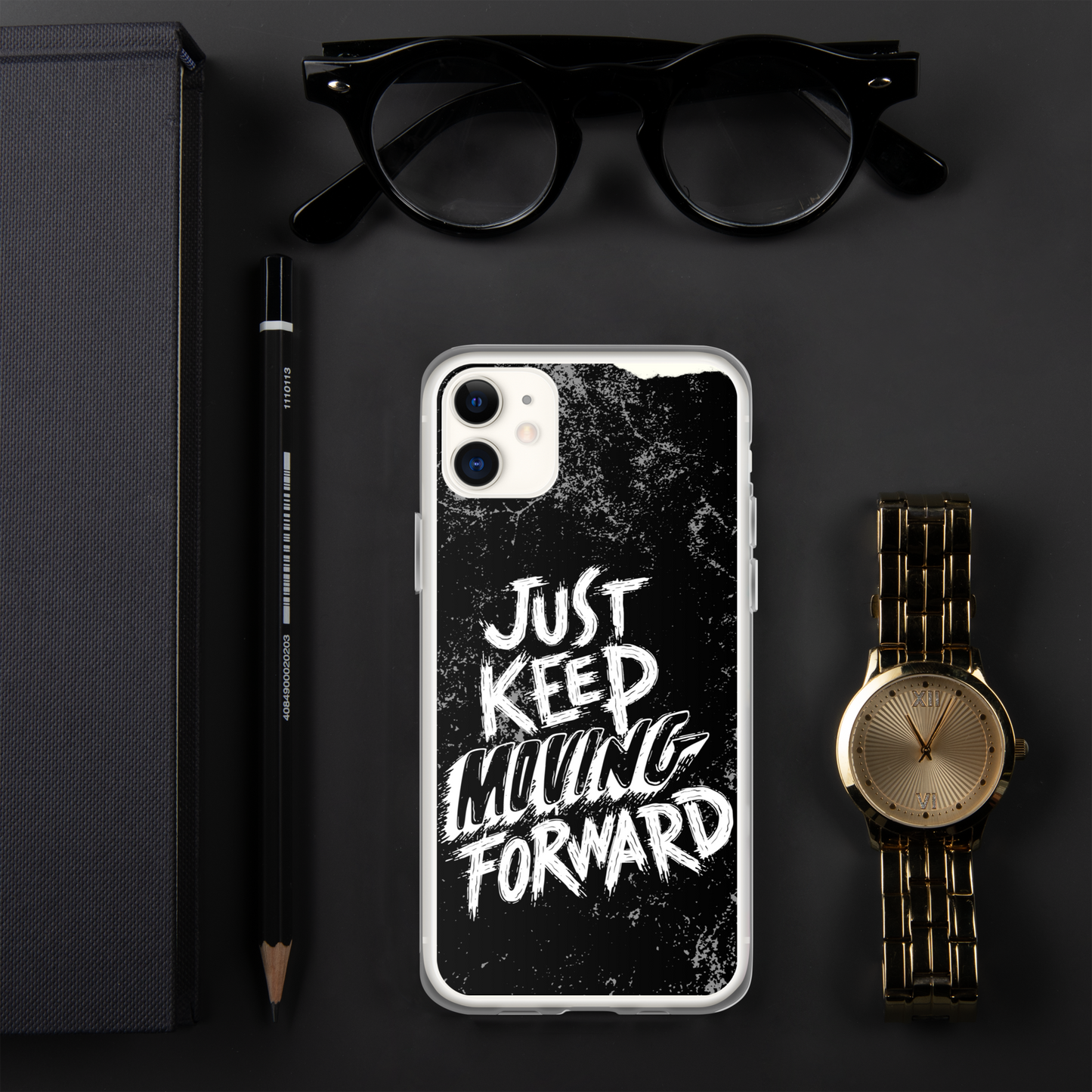 just keep moving forward Black iphone case