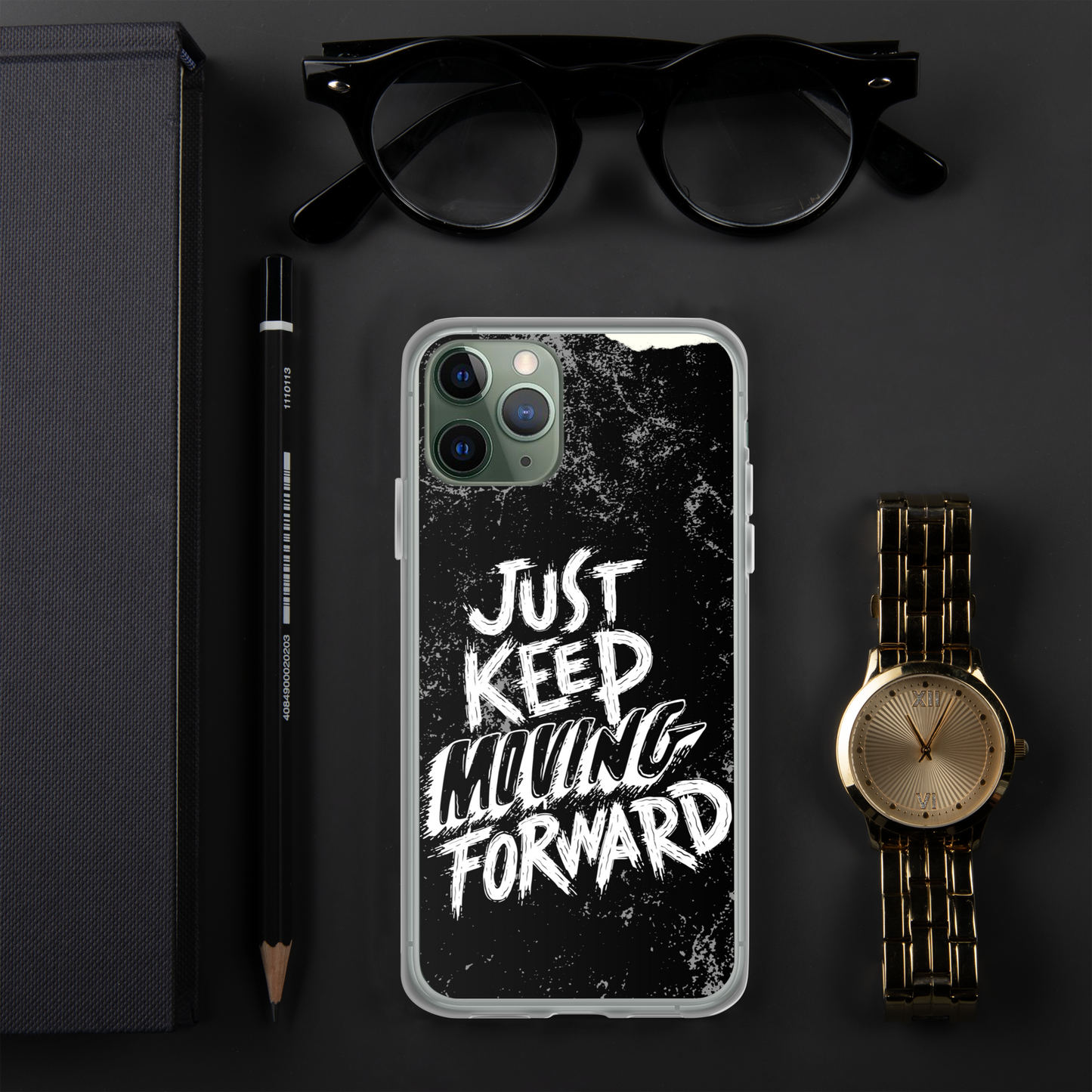 just keep moving forward Black iphone case