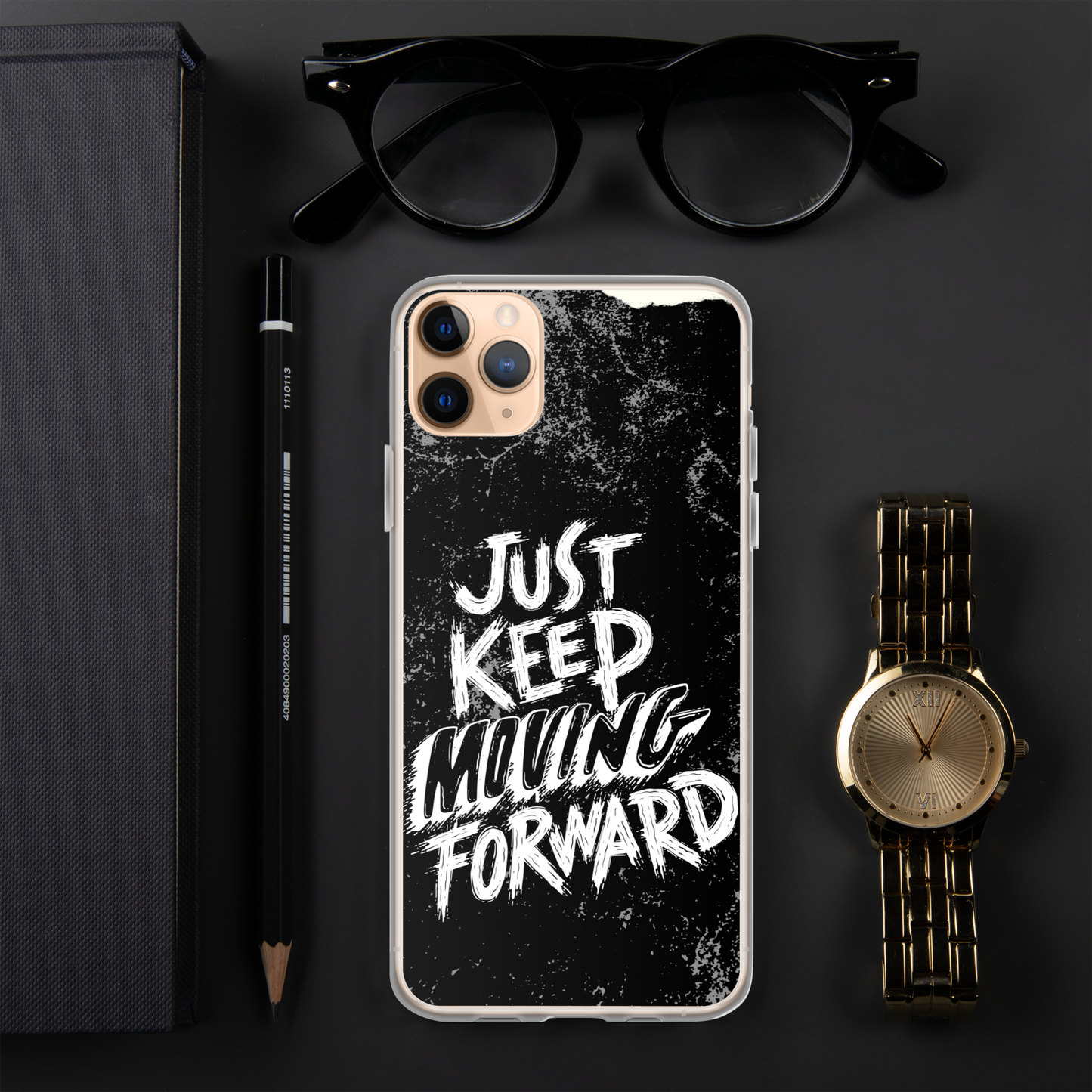 just keep moving forward Black iphone case