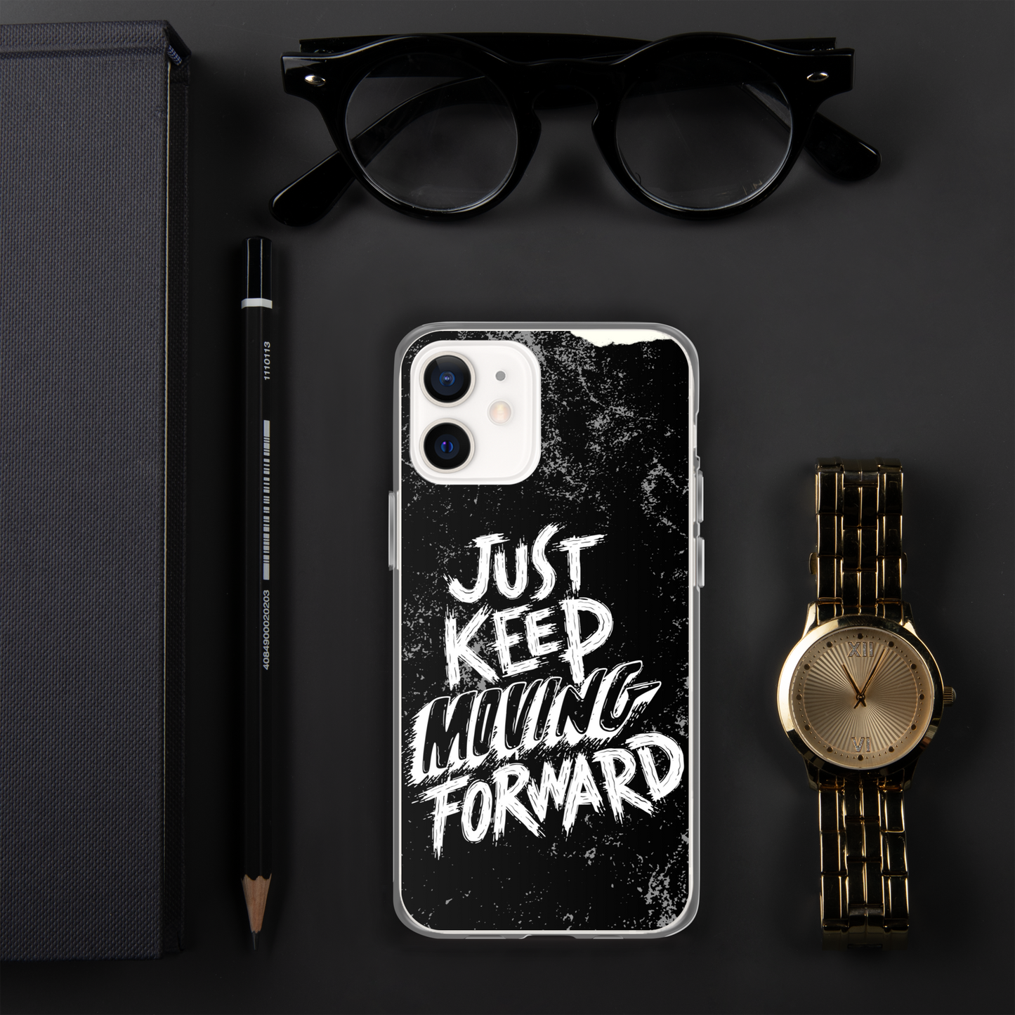 just keep moving forward Black iphone case