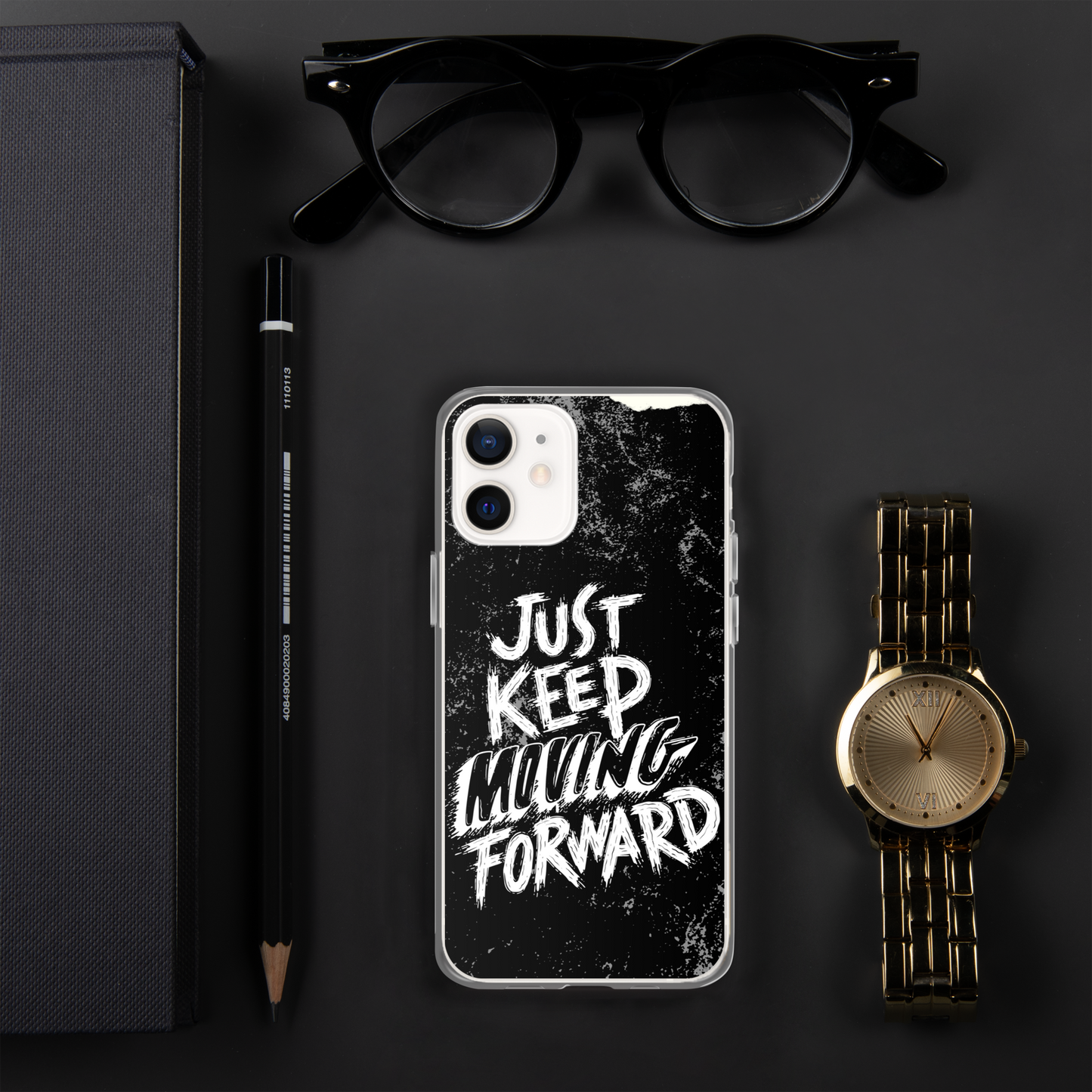 just keep moving forward Black iphone case