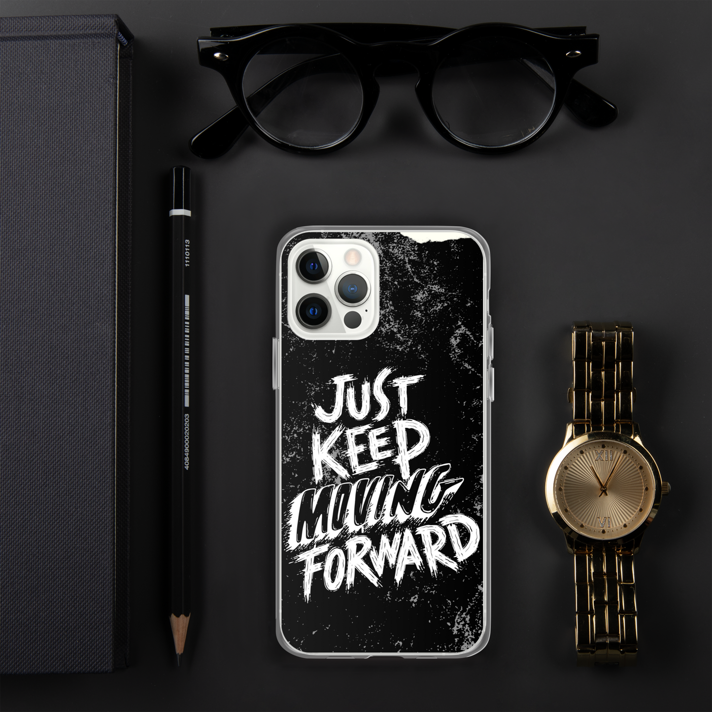 just keep moving forward Black iphone case