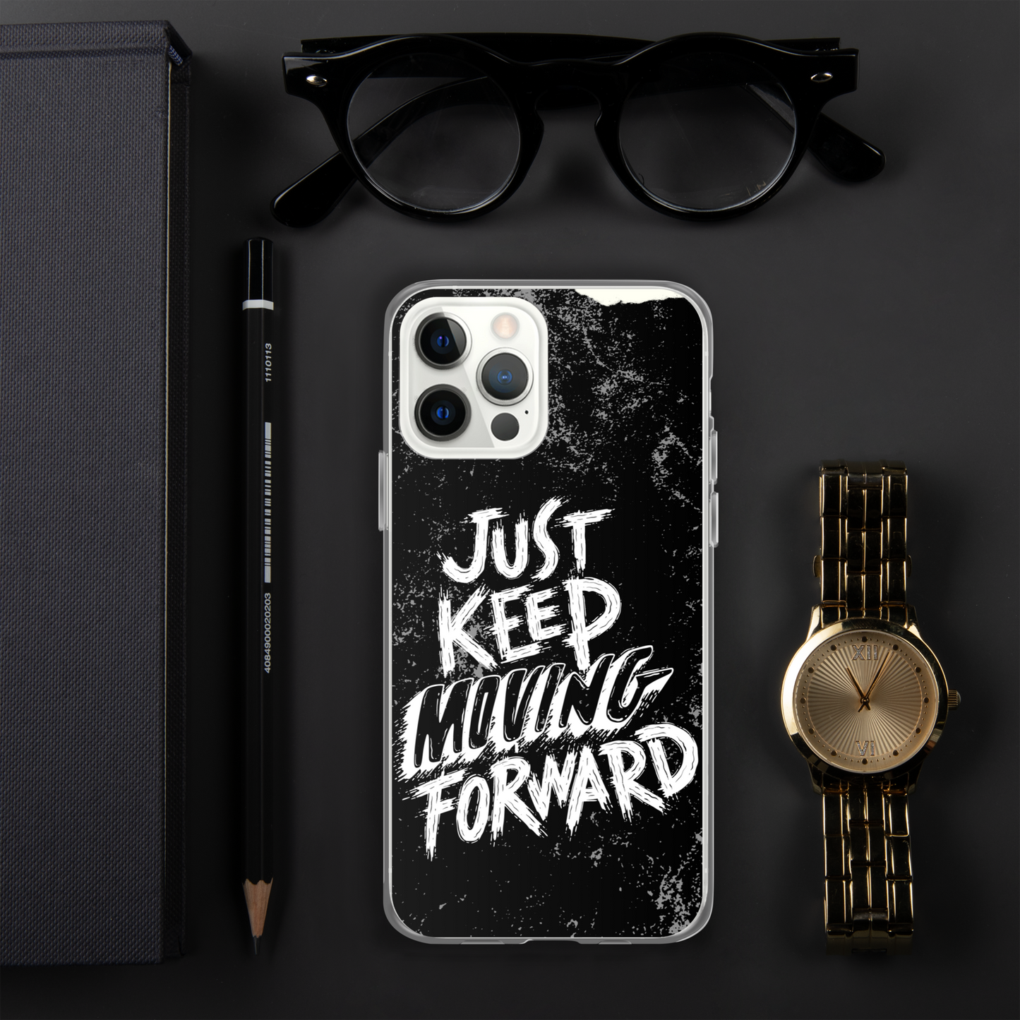 just keep moving forward Black iphone case