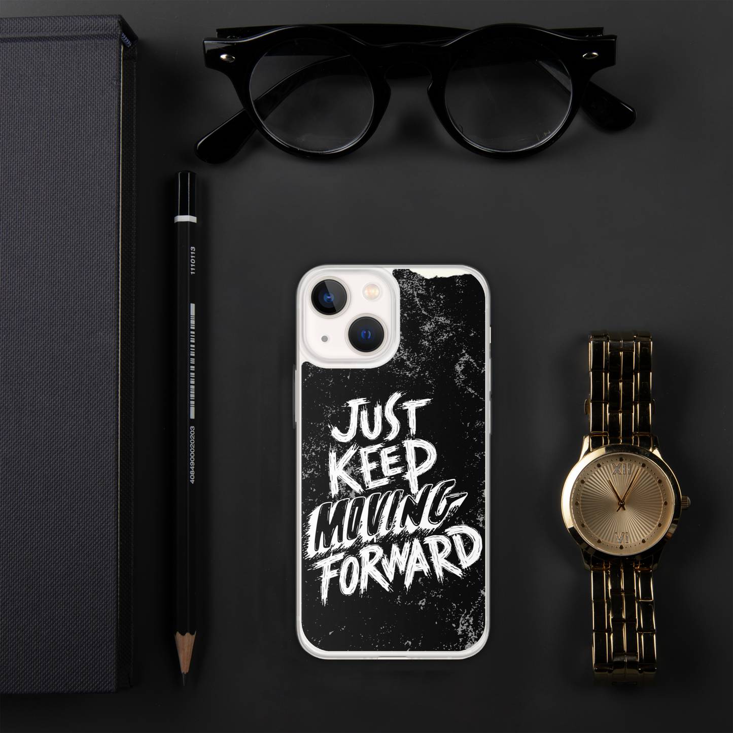 just keep moving forward Black iphone case