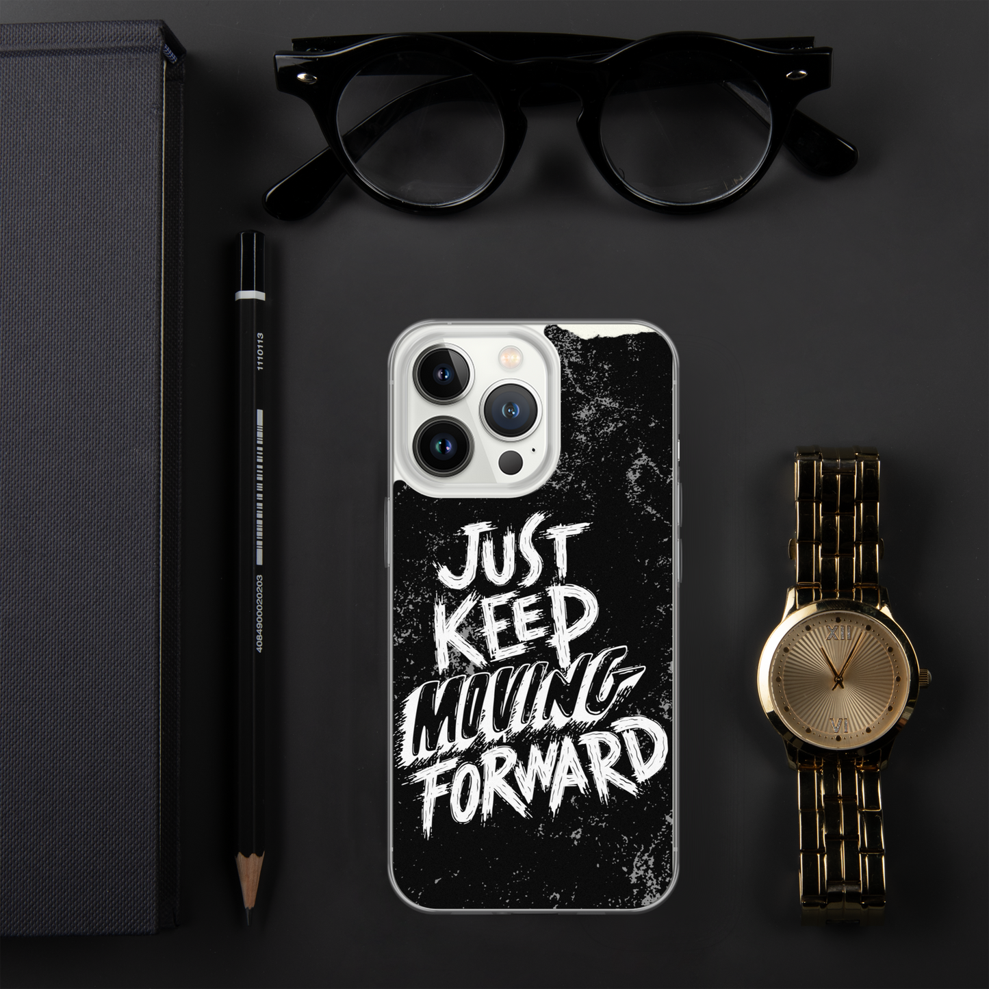 just keep moving forward Black iphone case