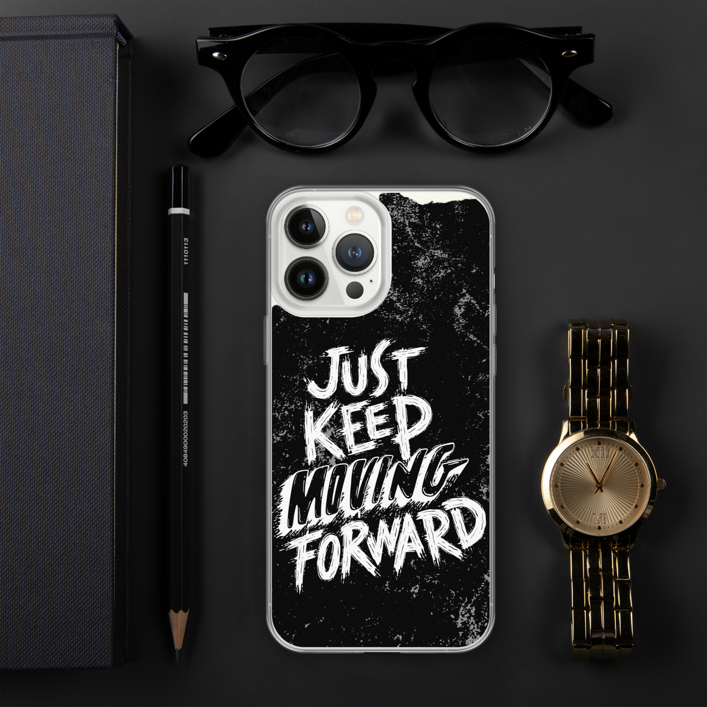 just keep moving forward Black iphone case