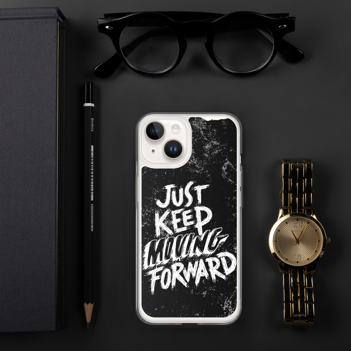 just keep moving forward Black iphone case