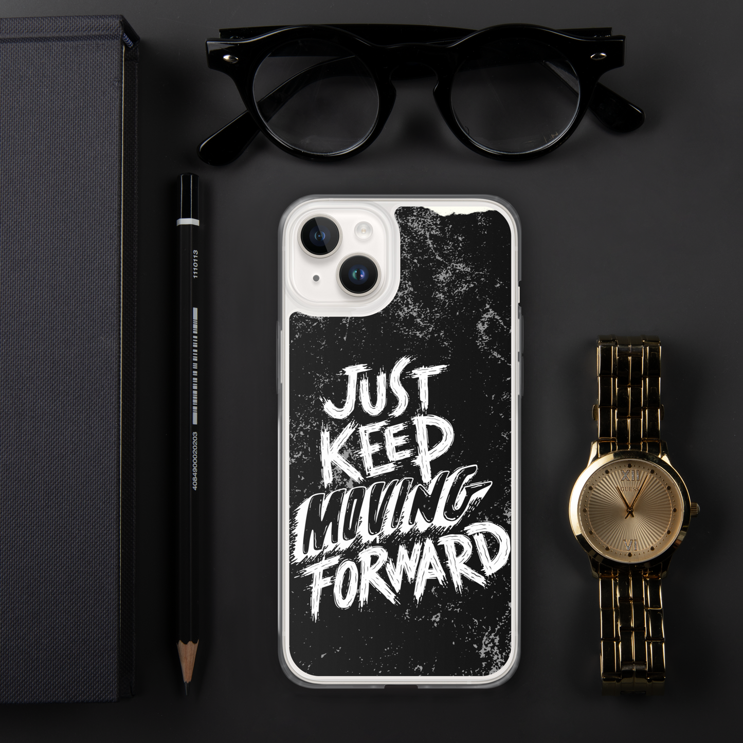 just keep moving forward Black iphone case