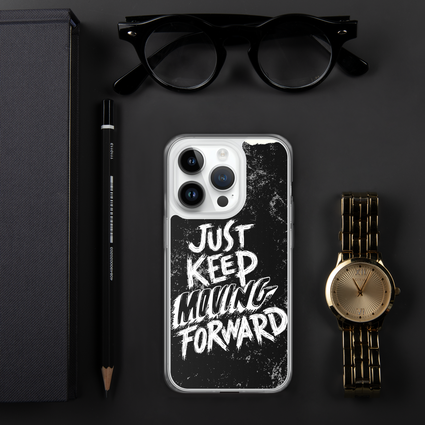 just keep moving forward Black iphone case