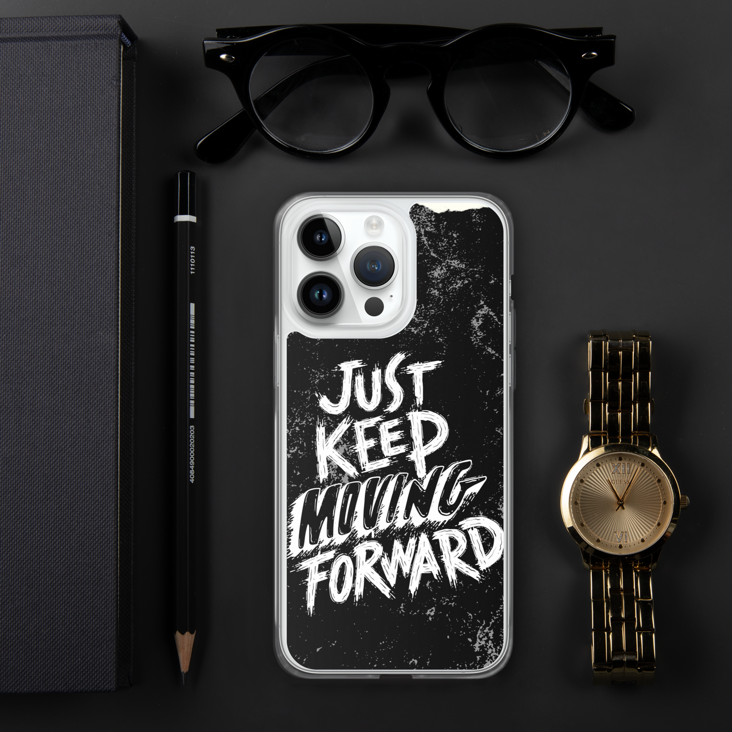 just keep moving forward Black iphone case