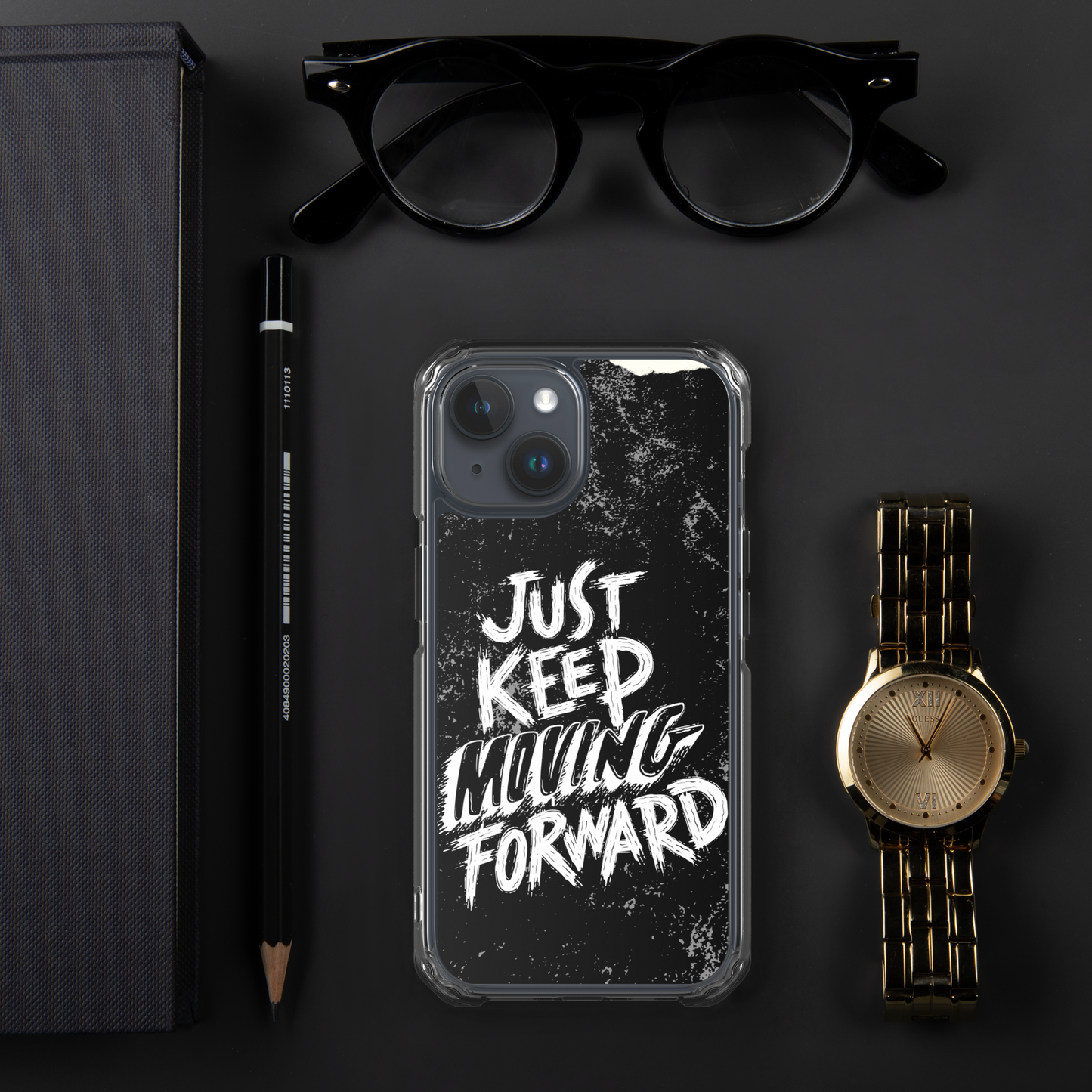 just keep moving forward Black iphone case