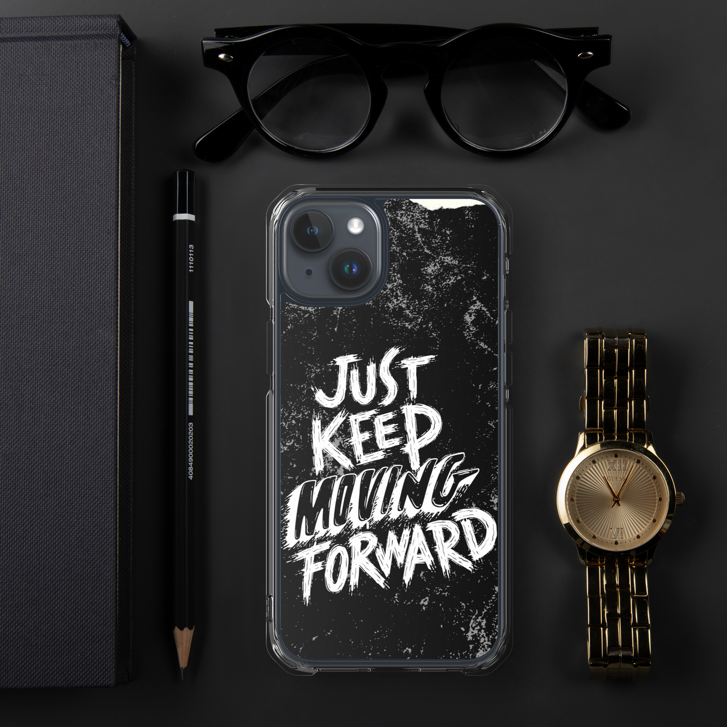 just keep moving forward Black iphone case