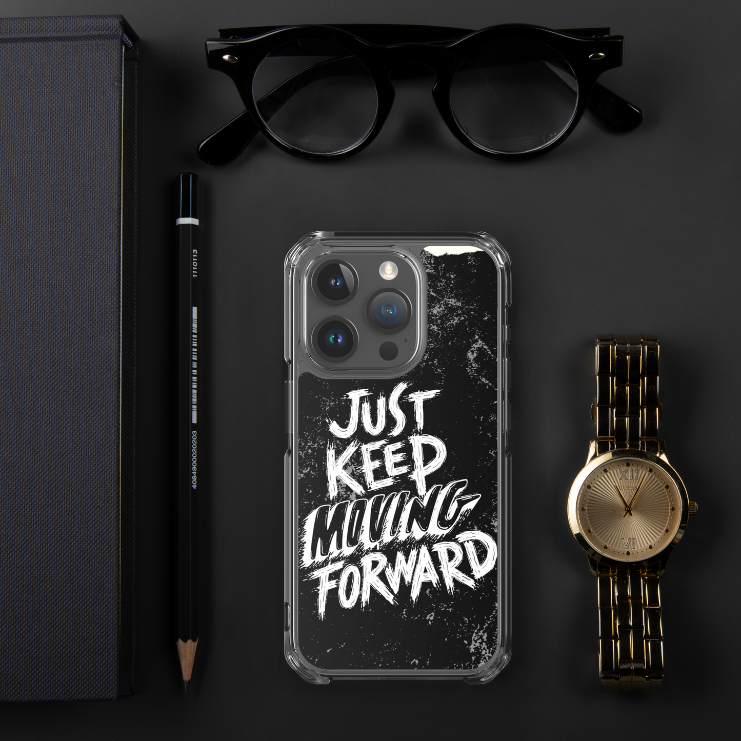 just keep moving forward Black iphone case