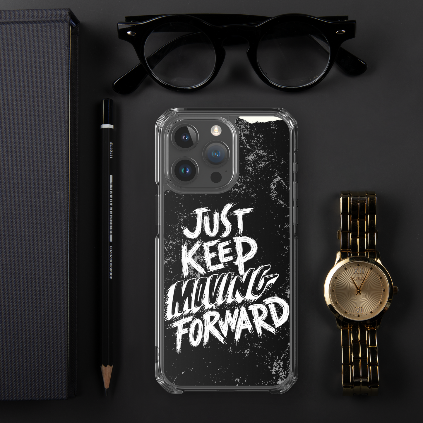 just keep moving forward Black iphone case