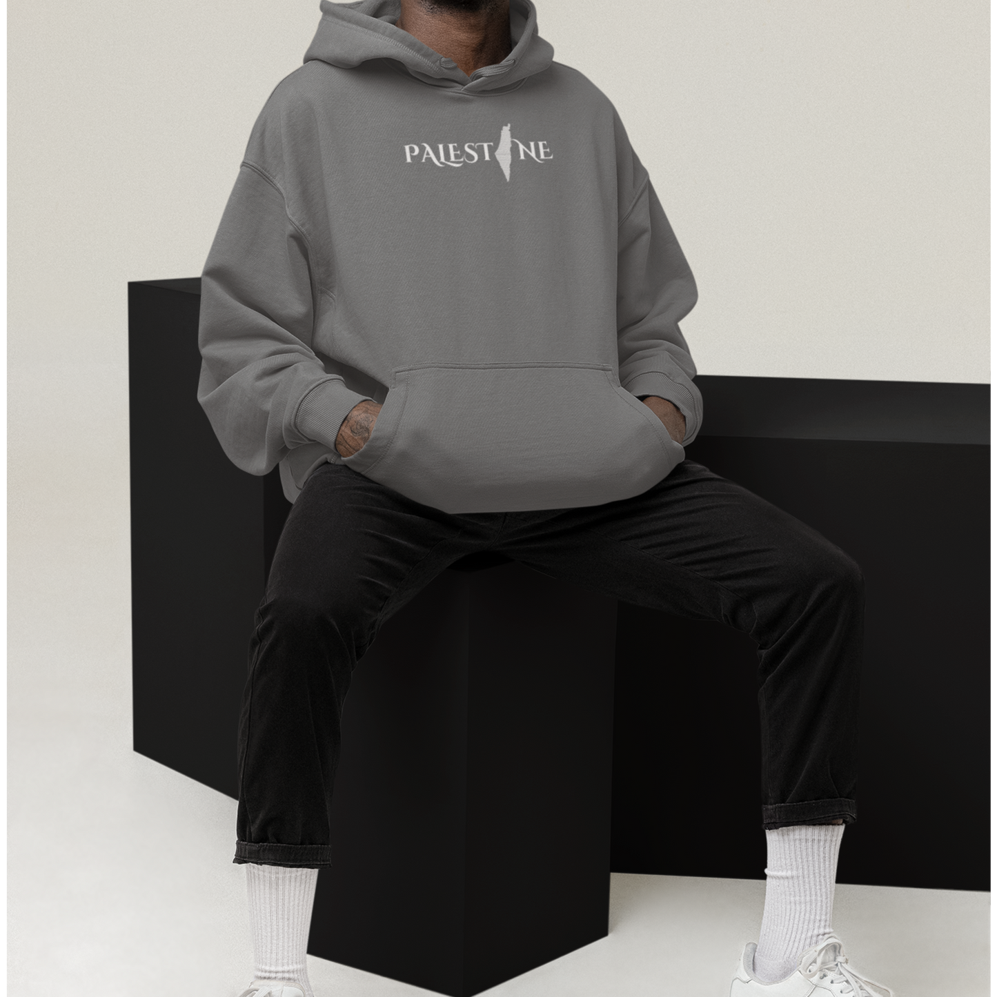 GREY OVERSIZE HOODIE KUFFIEH