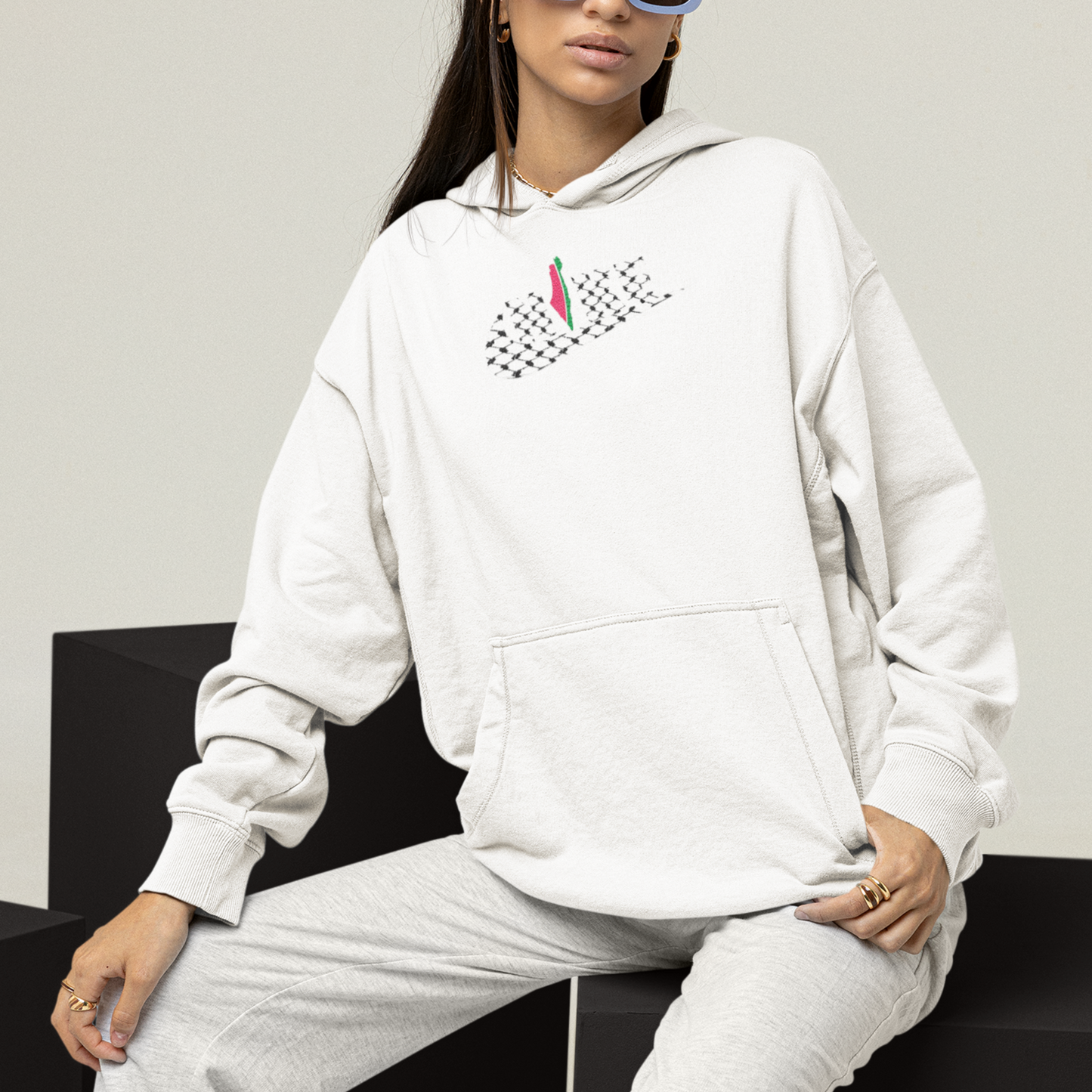 OVERSIZE HOODIE KUFFIEH WHITE